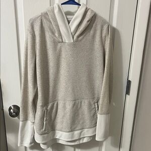 Xersion Cream and White Cowl Neck Fleece hoodie